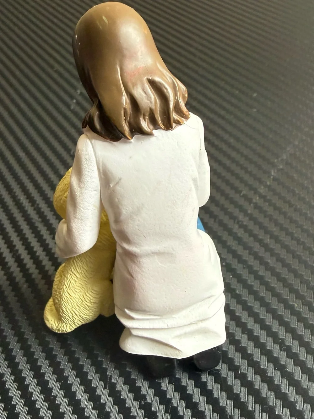 1982 Woman Doctor/Veterinarian Figurine w/ Stethoscope Holding Yellow Dog Resin